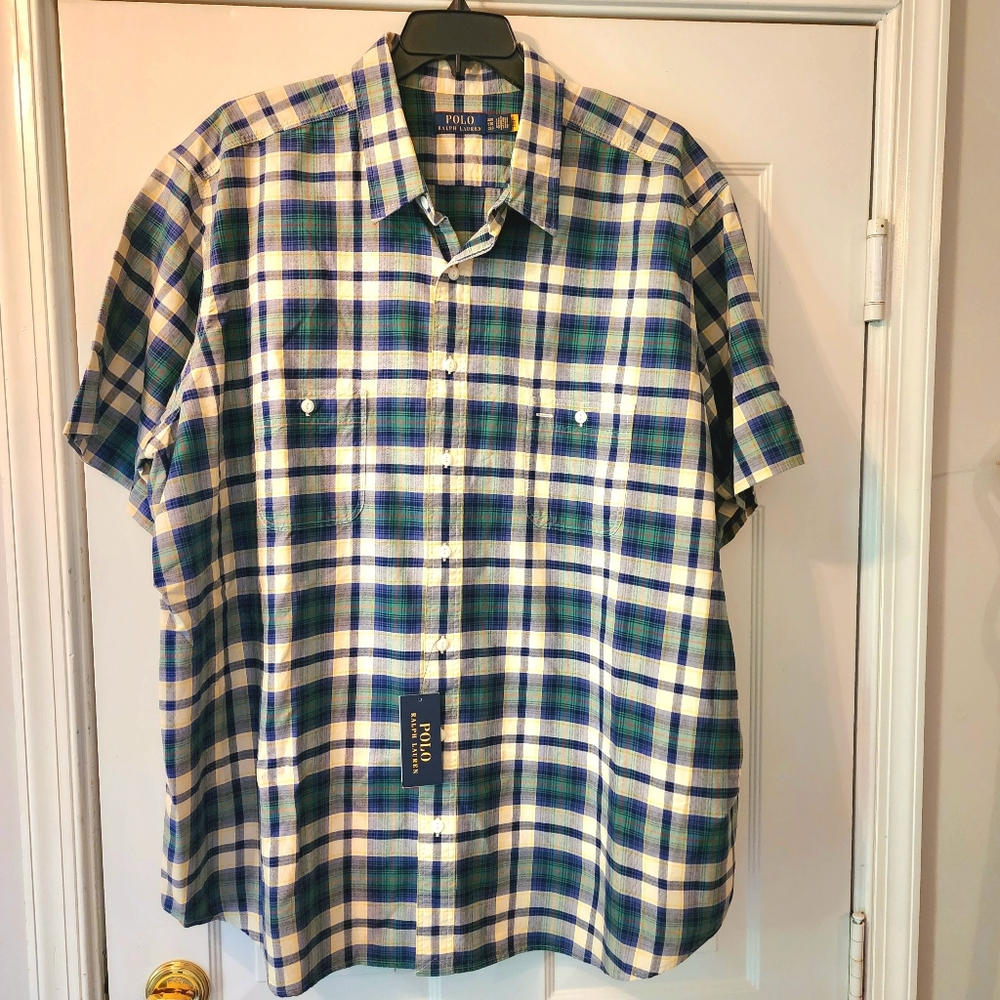 Ralph Lauren Double Pocket S/S Plaid Shirt. Size 3XB   NWT